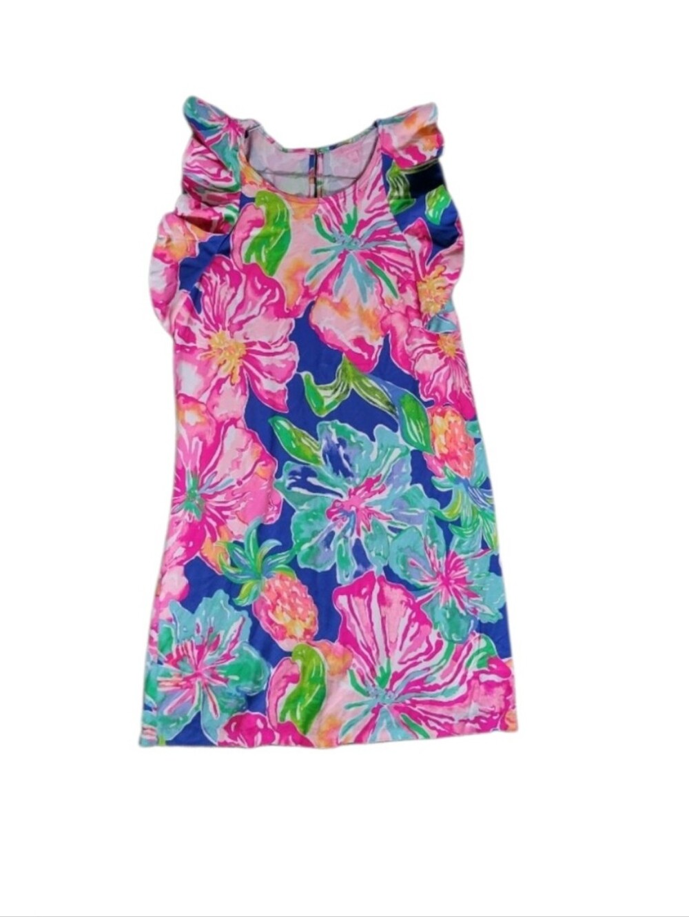 Lilly Pulitzer Utopia Esmeralda Tropical Flower Dress Pink Blue Women Medium - Picture 2 of 9